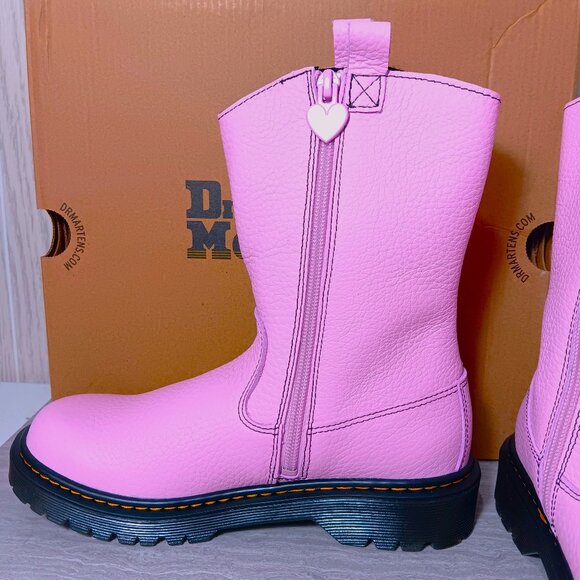 Dr. Martens Youth Junior‎ Big Kid 5 EU 36 Heart Nappa Leather Pull-on Boots Pink - Picture 7 of 12